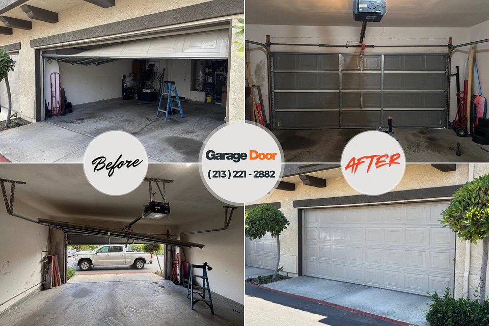 Before and after: garage door repair Camano, WA